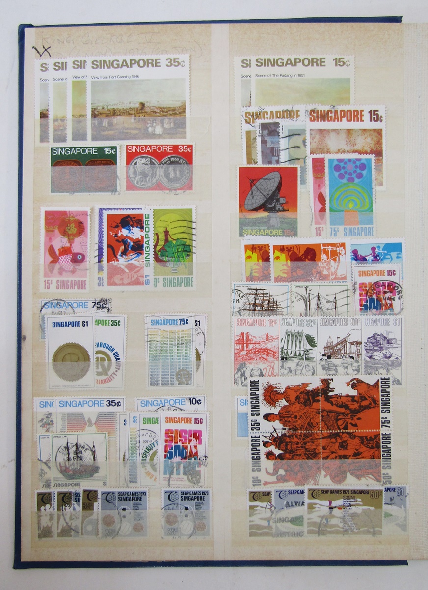 Stamps of Singapore: Blue stock-book with mint and used definitives/commemoratives, many in sets, - Image 5 of 5