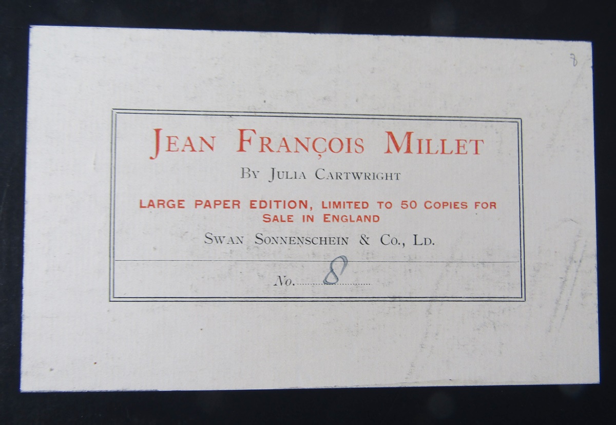Cartwright, Julia "Jean Francois Millet", Swan Sonnenschein & Co. 1896, large paper edition, no 8 of - Image 3 of 13