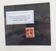 Stamp of France: Mint Yvert Preoblitere 32 precancel “Sower” 30c overprinted “POSTES PARIS 1922”.