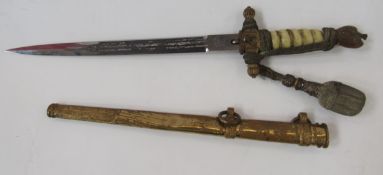 WWII German Navy (Kriegsmarine) officer's dress dagger, made by Eickhorn Solingen with squirrel