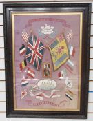 WWI embroidered silk panel 'In remembrance of my service in China, 1913 - 1915', 2nd battalion