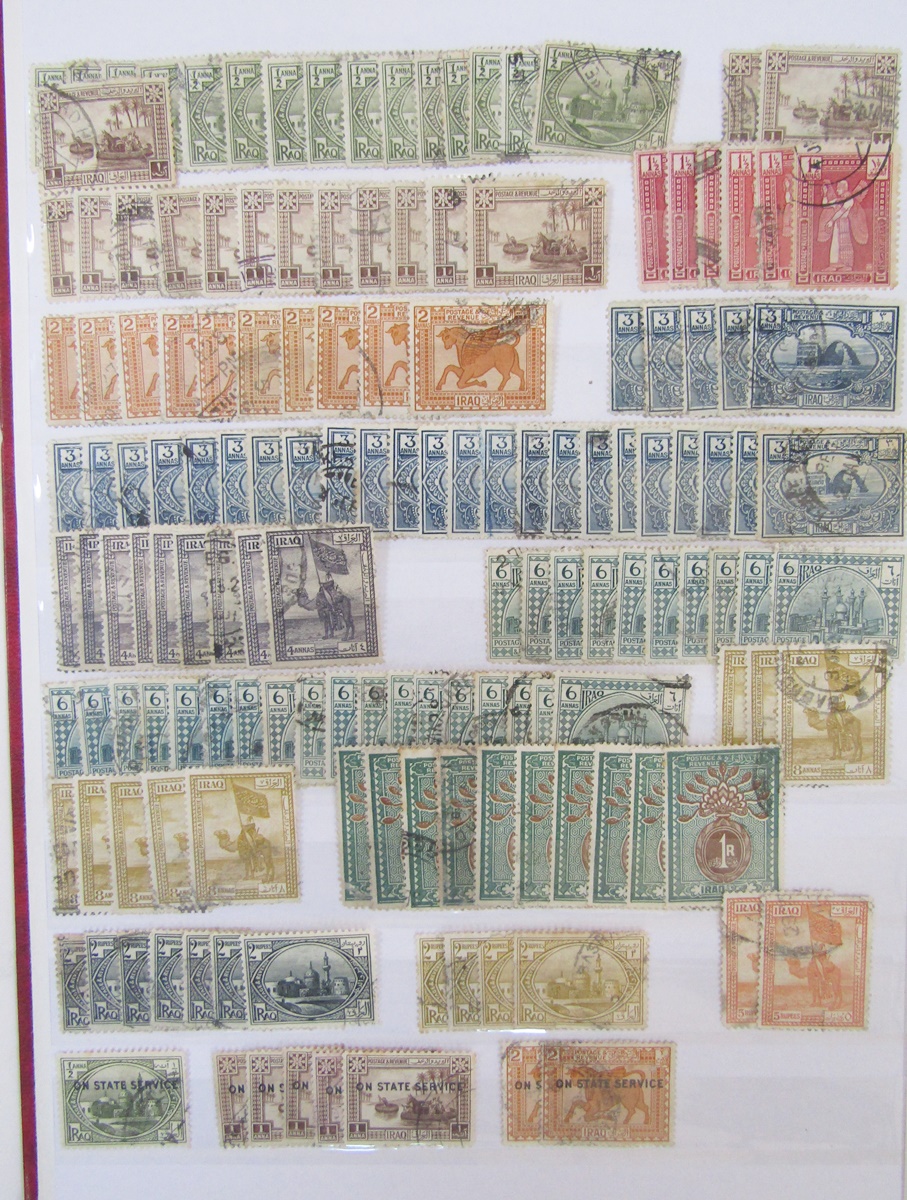 Iraq stamps: Red stock-book half filled with mainly used definitives, commemoratives, officials - Image 3 of 12