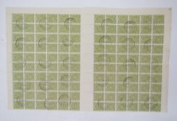 Stamps of Rhodesia: Complete half sheet (120) of used 4d Olive of British South Africa Company,