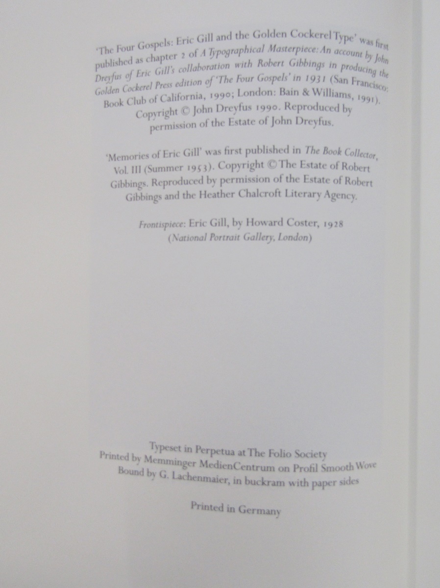 Gill, Eric (ills.)  "The Four Gospels of the Lord Jesus Christ...." Folio Society reprint of the - Image 32 of 36