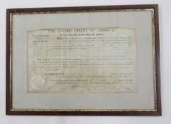 19th century USA Register of the Land Office certificate for Kansas Trust Lands, treaty with