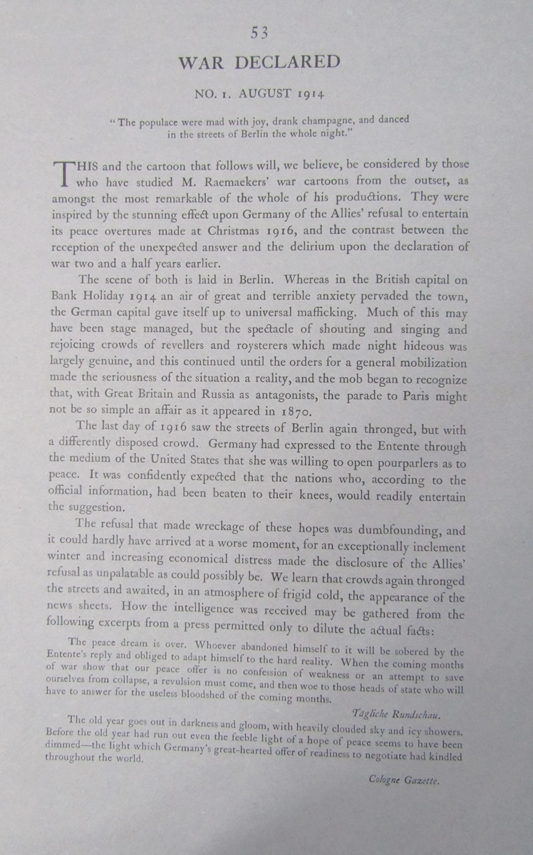 Raemaekers, Louis "La Guerre Dessin executes entre le mois d'Aout 1914 et la fin de 1915" chez - Image 39 of 41