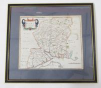 Map by Robert Morden, Hampshire, handcoloured, 36cm x 43cm, a strip map by John Ogilby 'Hereford