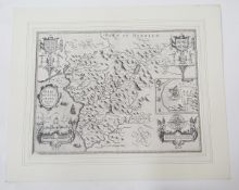 Map of 'Merionethshire' by John Speed, circa 1610, 43cm x 52cm, unframed and a map of 'The Fennes'