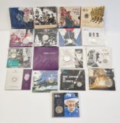 United Kingdom brilliant uncirculated coins (17), £5 includes; Queen, Four Generations, Diamond