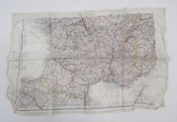 Second World War RAF silk escape map, H2 Spain and North Africa, and D Southern France and