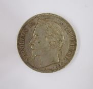 Group of coins consisting of 1867 five francs about VF, 1935 x 2 rocking horse crowns, 1968 Mexico
