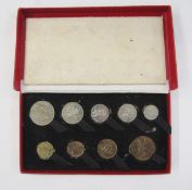WITHDRAWN George VI 1950 proof set containing 9 coins, Half Crown to Farthing, the Threepence and