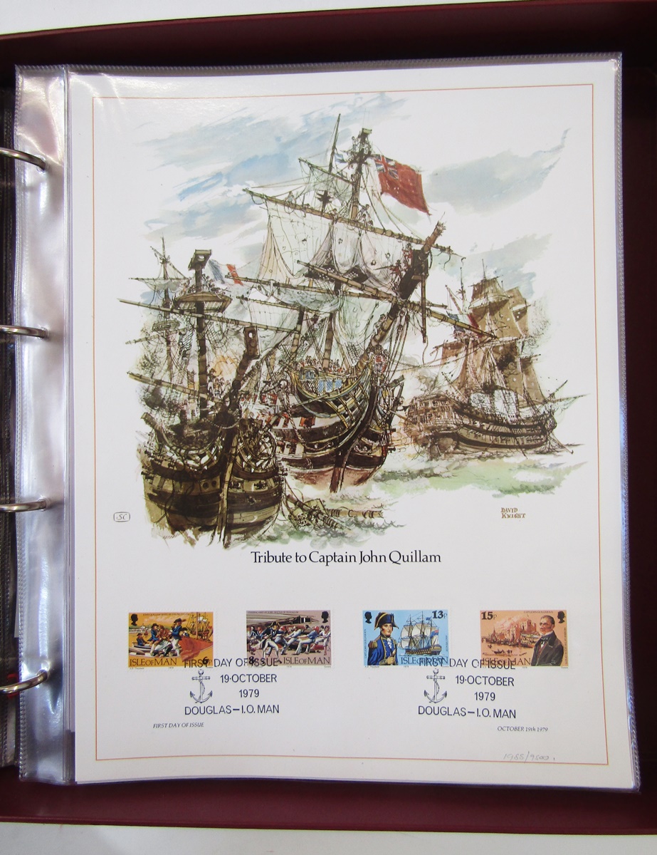 GB stamps: Two maroon folders of QEII philatelic lithographs; first of 27 commemoratives 1979-82, - Image 5 of 7