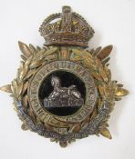 Edwardian Gloucestershire Regiment Officer's helmet plate with four badges and paper clip.