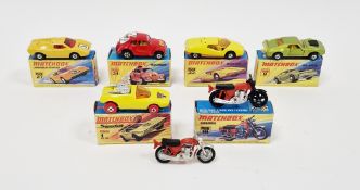 Six boxed Matchbox Superfast diecast model cars to include No.1 Mod Rod, No.9 AMX Javelin, No.18