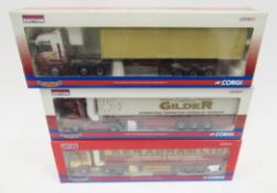 Three boxed Corgi limited edition diecast 1:50 scale models to include CC12933 Scania Topline Fridge