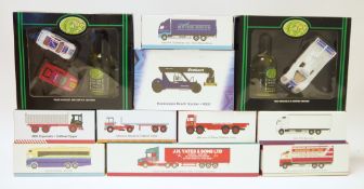 Eight boxed Oxford diecast lorries and buses, 1:76 scale including Volvo livestock lorry Fred