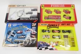 Four boxed Matchbox diecast gift sets including MC-17 ( MC17 ) British Airways 5 vehicle set, MC-