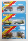 Three carded Matchbox Superfast diecast twin packs including TP-119 Flareside pick-up and speed boat