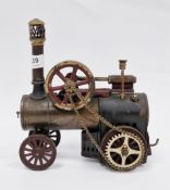 Early 20th century Bing live steam traction engine, chain driven with brass boiler, 20cm high