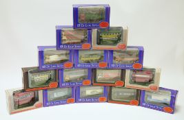 EFE (Exclusive First Editions) die cast model buses, to include De-Luxe A.E.C 8 wheel box van