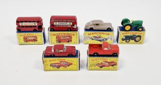 Six boxed Matchbox Series by Lesney diecast model cars to include No.5 London Bus (Longlife), No.5