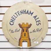 Mid century 'Cheltenham Ales, the Best in the West' circular tin advertising sign, 42cm diameter