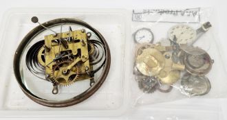 Assorted watch and clock spares and repairs, to include an early 20th century silver cased