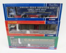 Three boxed Corgi limited edition diecast 1:50 scale models to include CC12402 Volvo Globetrotter