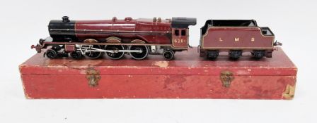 Boxed Hornby 0 gauge 'Princess Elizabeth' 4-6-2 locomotive no. 6201 with LMS tender, maroon