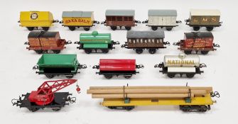 Thirteen boxed and one loose Hornby 0 gauge items of rolling stock including no.1 luggage van RS666,