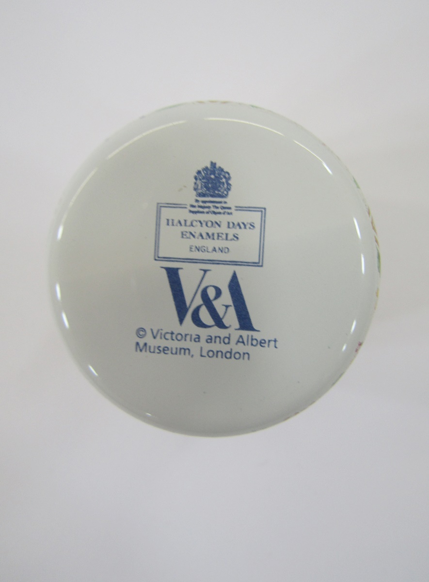 Halcyon Days travelling clock, blue and gold enamel, a similar trinket box, a white lidded pot - Image 27 of 34