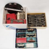 Collection of Hornby 0 gauge railway items including boxed clockwork no. 201 tank goods train set (