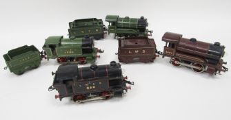 Hornby 0-4-0, no.5600 maroon livery LMS and tender, Hornby 0-4-0 loco, no.2810 and tender LNER,