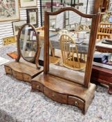 19th century walnut swing mirror, 61cm high together with an Edwardian mahogany oval swing mirror (