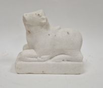Indian carved white stone model of a Nandi bull, 21cm long