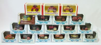 Collection of boxed diecast farm related vehicles including 13 x 1:43 scale Ertl vintage vehicles
