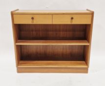 Mid century retro Parker Knoll teak open bookcase with single long drawer, 74cm high x 87cm wide x