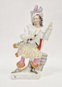 19th century Staffordshire flatback figure of Will Watch, with gun and gunpowder barrels, above