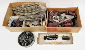 Two boxes of model railway 0 and 00 gauge spares and repairs