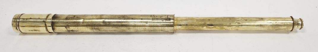 19th century brass two drawer extending day and night telescope by George Wilson of London, 79cm