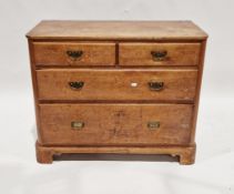 19th century light wooden chest of two short over three long drawers, with rounded corners and