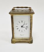 French brass carriage clock, the enamel dial with Roman numerals denoting hours, the dial signed '