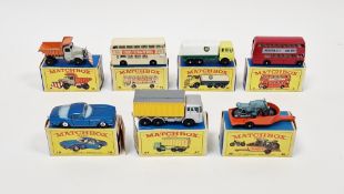 Seven boxed Matchbox Series diecast model cars to include No.5 London Bus, No.14 IS0 Grifo, No.16