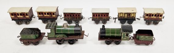 Gebruder Bing tinplate clockwork 0 gauge model railway set comprising locomotive/engine no.3410,