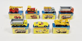 Seven boxed Matchbox Series by Lesney to include No.11 Scaffolding Truck, No.16 Case Tractor (one