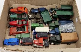 Fifteen Tri-ang Minic clockwork vehicles including tinplate steam engine and traction engine, four