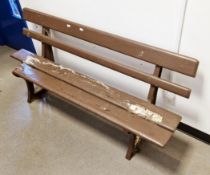 GWR (Great Western Railway) platform bench having two cast iron script-type bench supports and