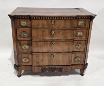 18th / 19th century continental mahogany and walnut chest of four long drawers with breakfront and