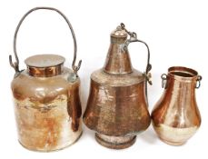 LOT WITHDRAWN; Collection of seven items of Indian or Persian copper covered items including three